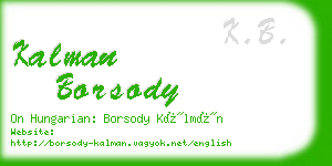 kalman borsody business card